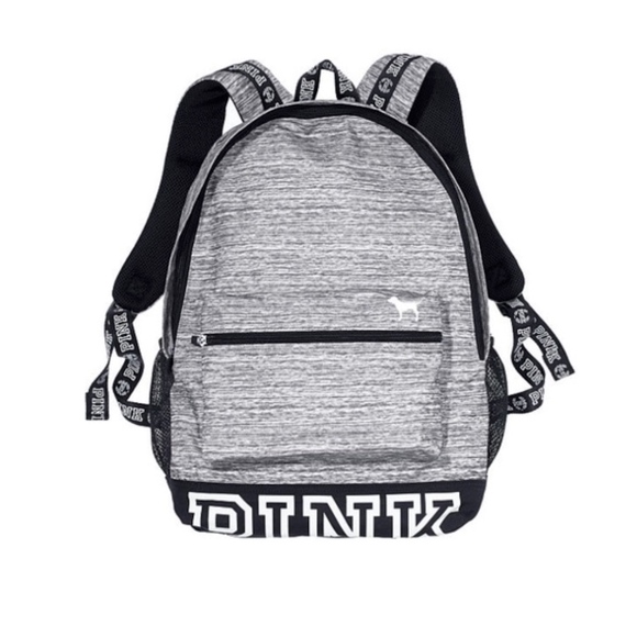 grey pink backpack